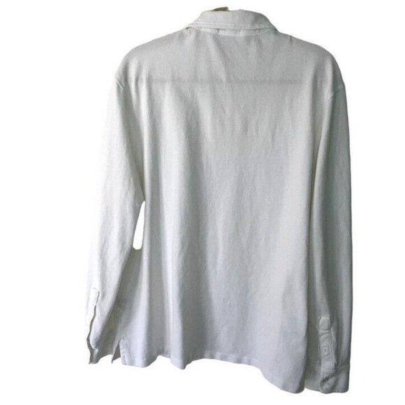 POLO RALPH LAUREN Size M Featherweight Mesh Mens White Long Sleeve Shirt - Picture 3 of 7